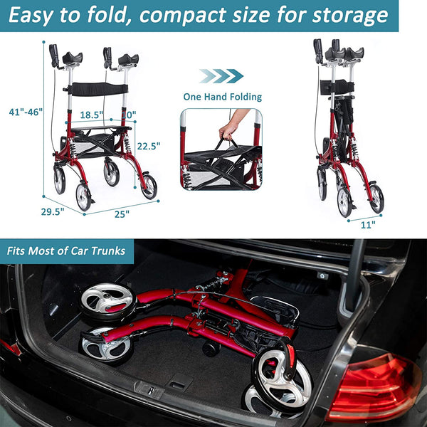 HFK-9211B Dual-Brake Shock-Absorbing Upright Walker 10" Wheels