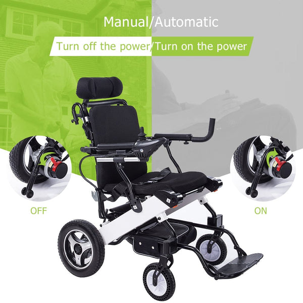 DY01105 2020 Electric Wheelchair, Foldable Powered Wheel Chair, 15 Miles Battery Life with Headrest for Home Outdoor freeshipping - Elenker