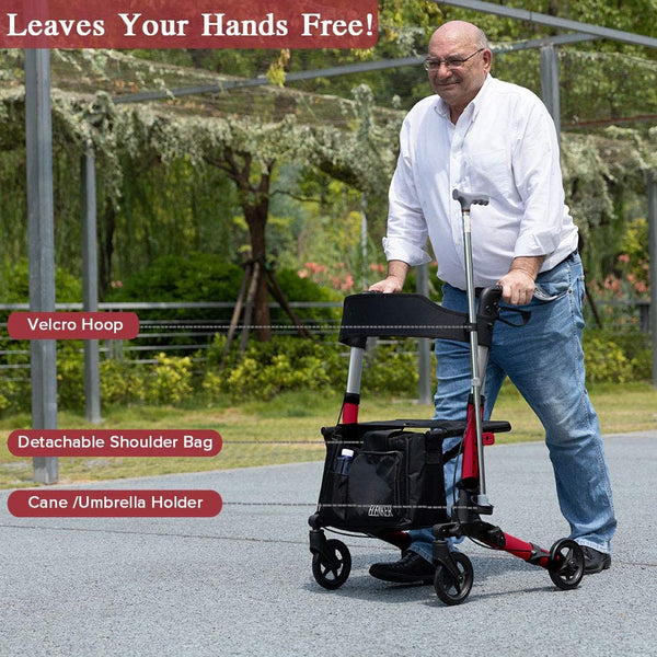 HFK-9202D Dual-Brake Compact Foldable Rollator Walker 6" Wheels