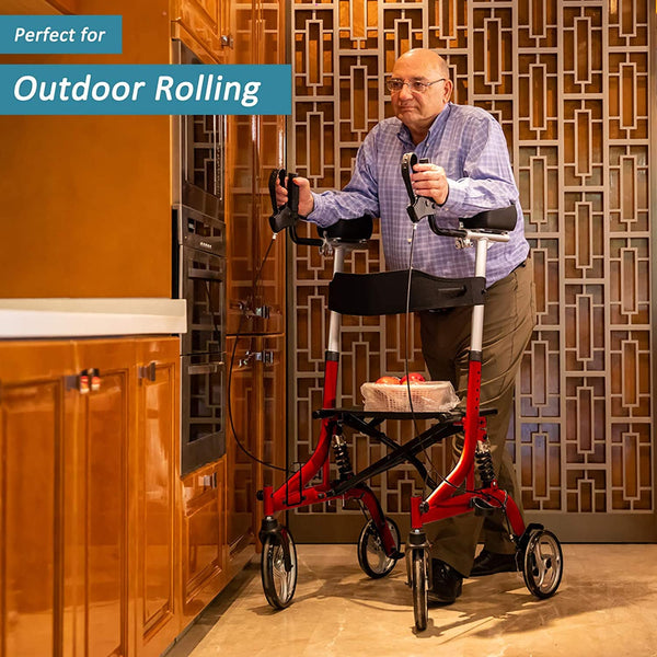 HFK-9211B Dual-Brake Shock-Absorbing Upright Walker 10" Wheels