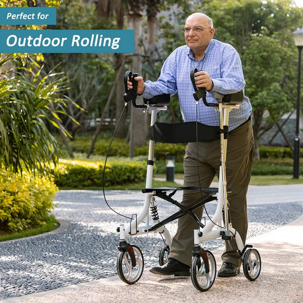 HFK-9211B Dual-Brake Shock-Absorbing Upright Walker 10" Wheels