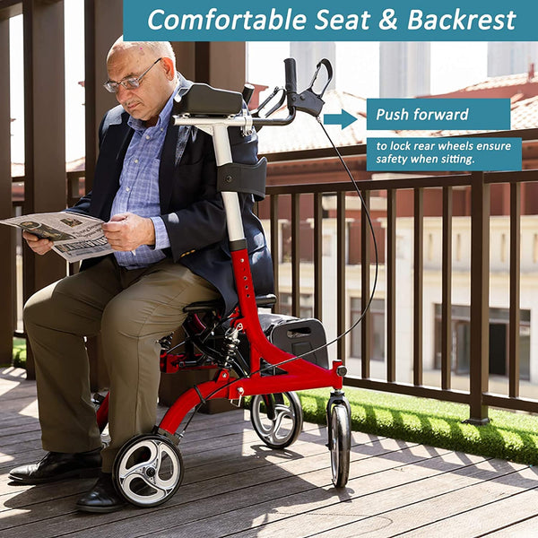 HFK-9211B Dual-Brake Shock-Absorbing Upright Walker 10" Wheels