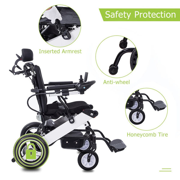 DY01105 2020 Electric Wheelchair, Foldable Powered Wheel Chair, 15 Miles Battery Life with Headrest for Home Outdoor freeshipping - Elenker