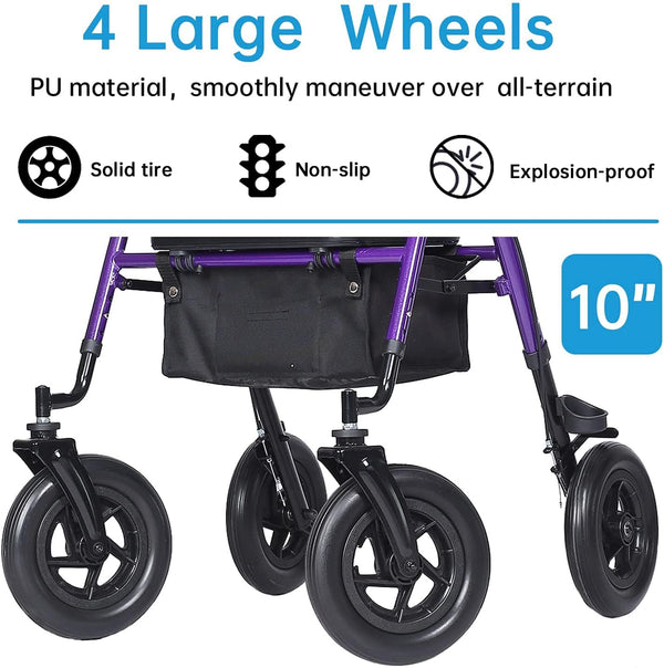 HFK-9236T4 All Terrain Dual-Brake Upright Walker 10" Wheels