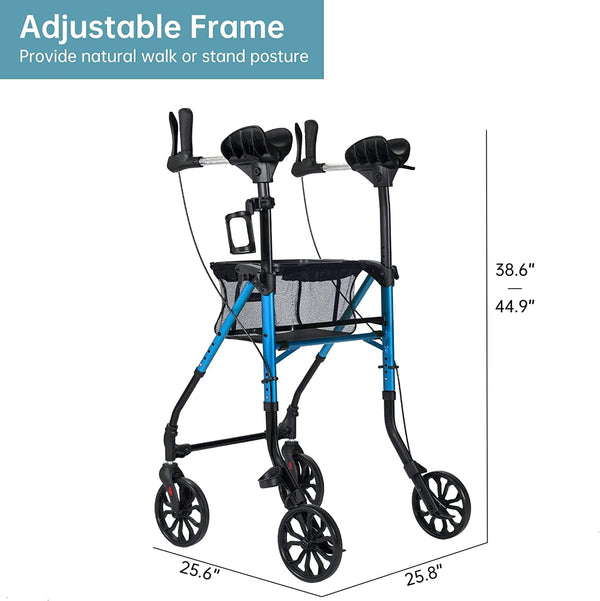 KLD-9215 Dual-Brake Lightweight Upright Walker 8" Wheels