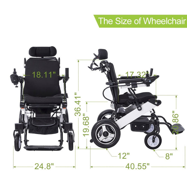 DY01105 2020 Electric Wheelchair, Foldable Powered Wheel Chair, 15 Miles Battery Life with Headrest for Home Outdoor freeshipping - Elenker