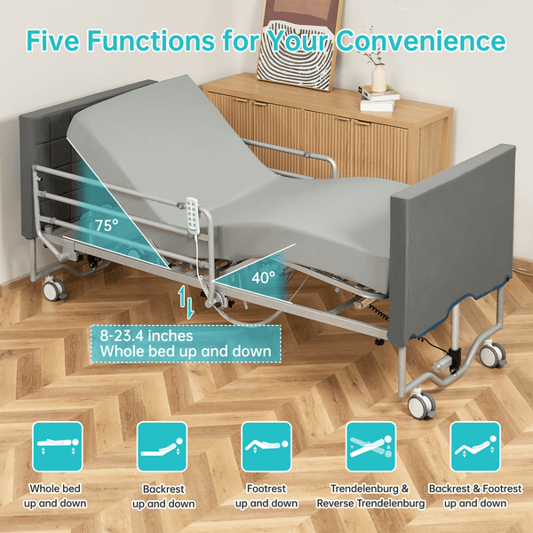SLD-A51-425(A2) 5-Function Full Electric Ultra Low Hospital Medical Bed