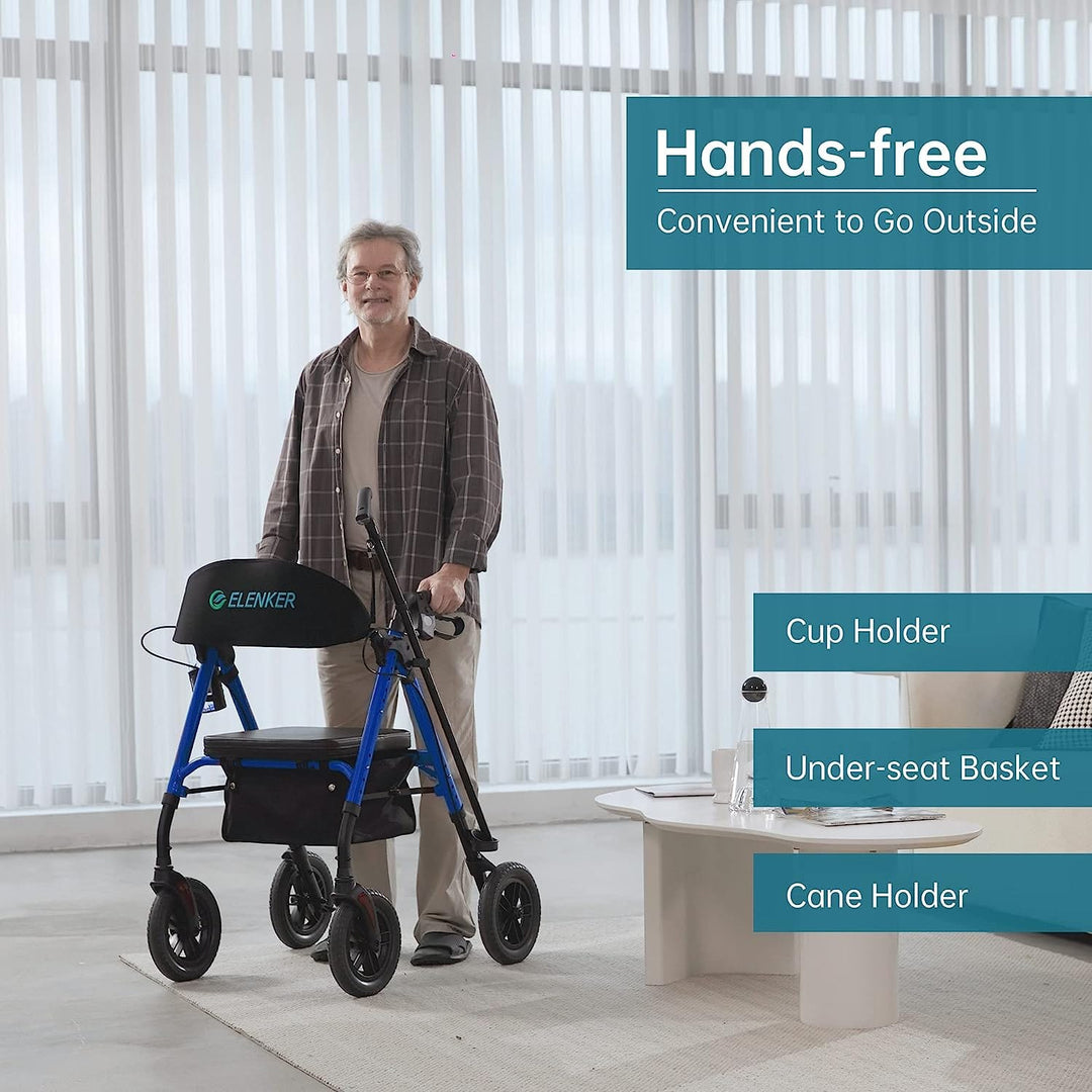 ELENKER® Explore the Outdoors with Perfect 10” Solid Tire Rollator