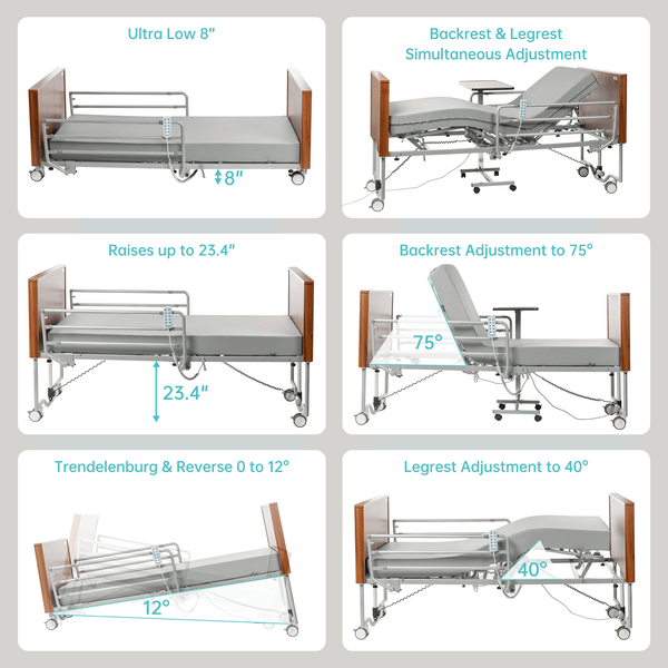 SLD-A51-425(A2) 5-Function Full Electric Ultra Low Hospital Medical Bed