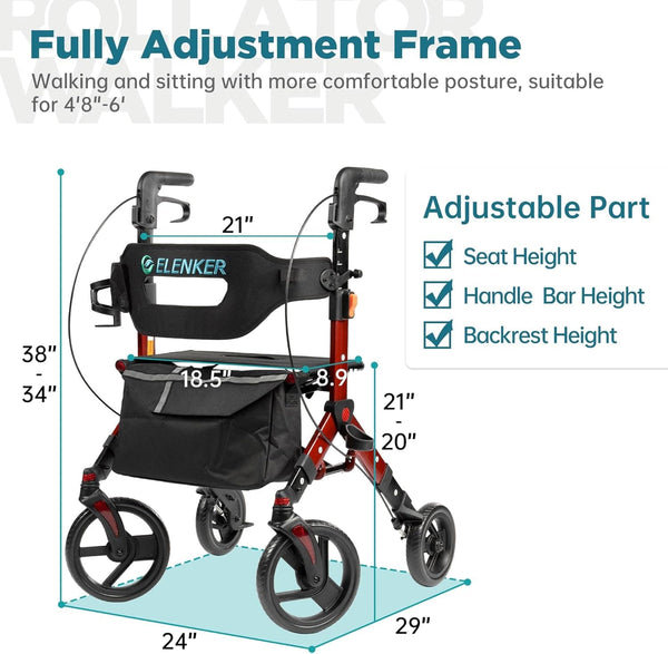 KLD-9315 All-Terrain Rollator Walker 10” Wheels