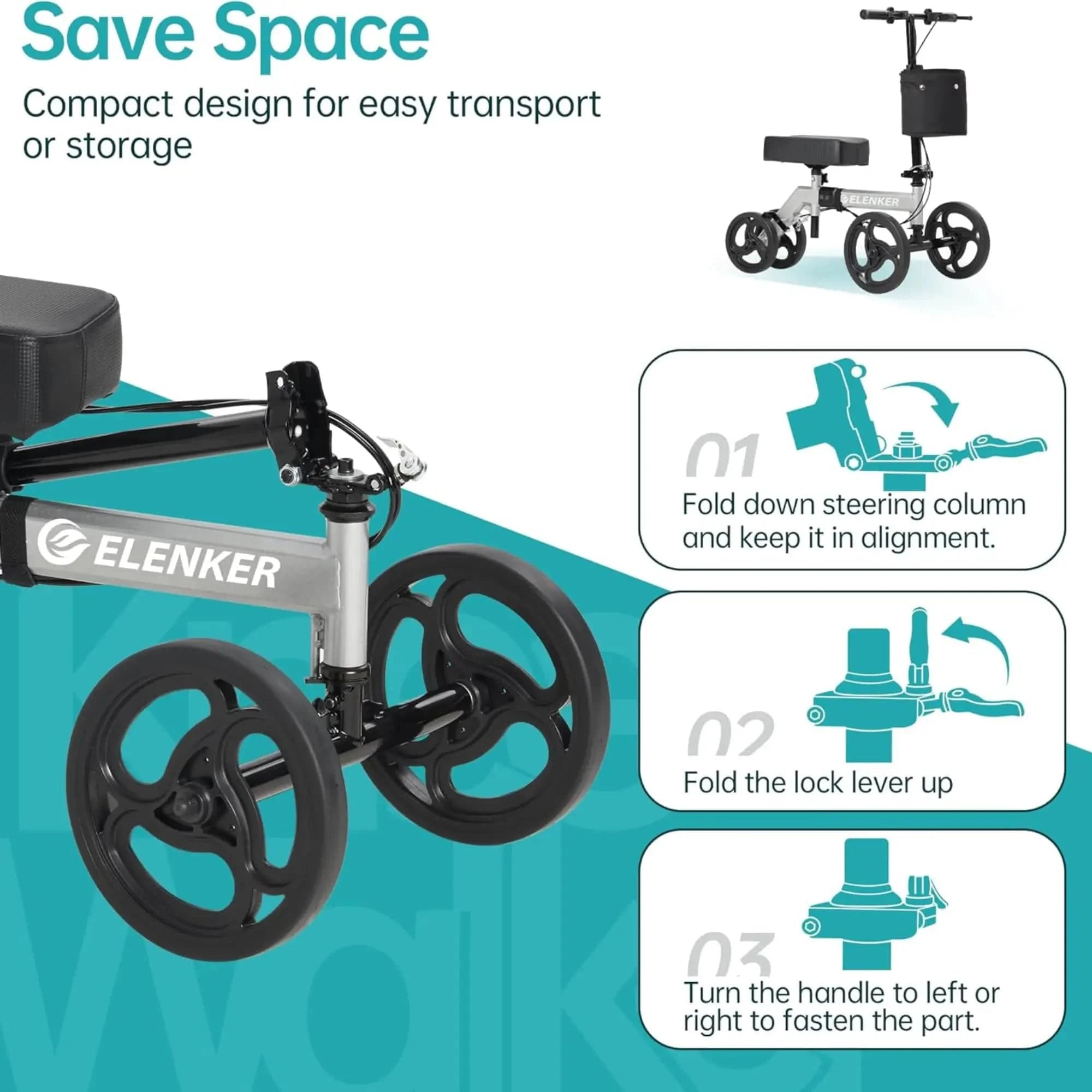 YF-9002A Steerable Deluxe Medical Knee Walker 10