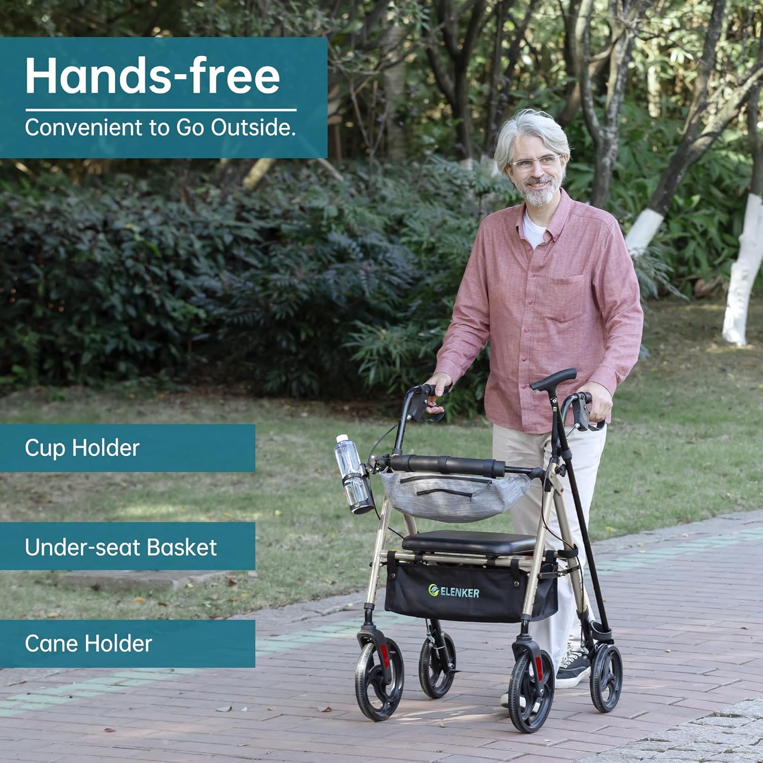 YF-9007C Dual-Brake Rollator Walker 10