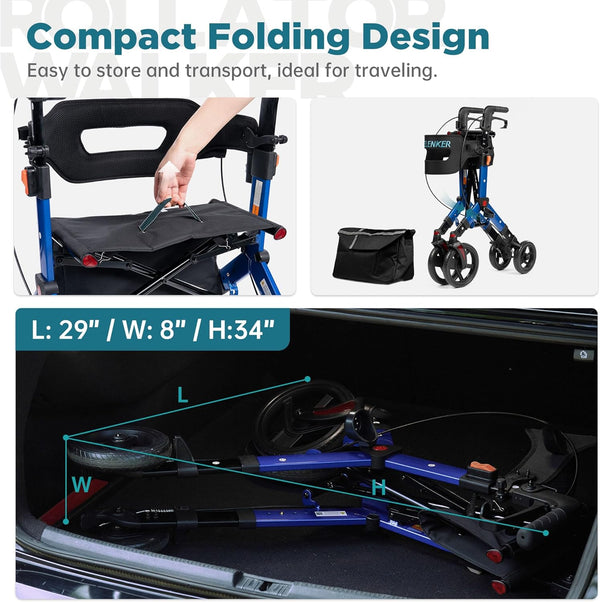 KLD-9315 All-Terrain Rollator Walker 10” Wheels