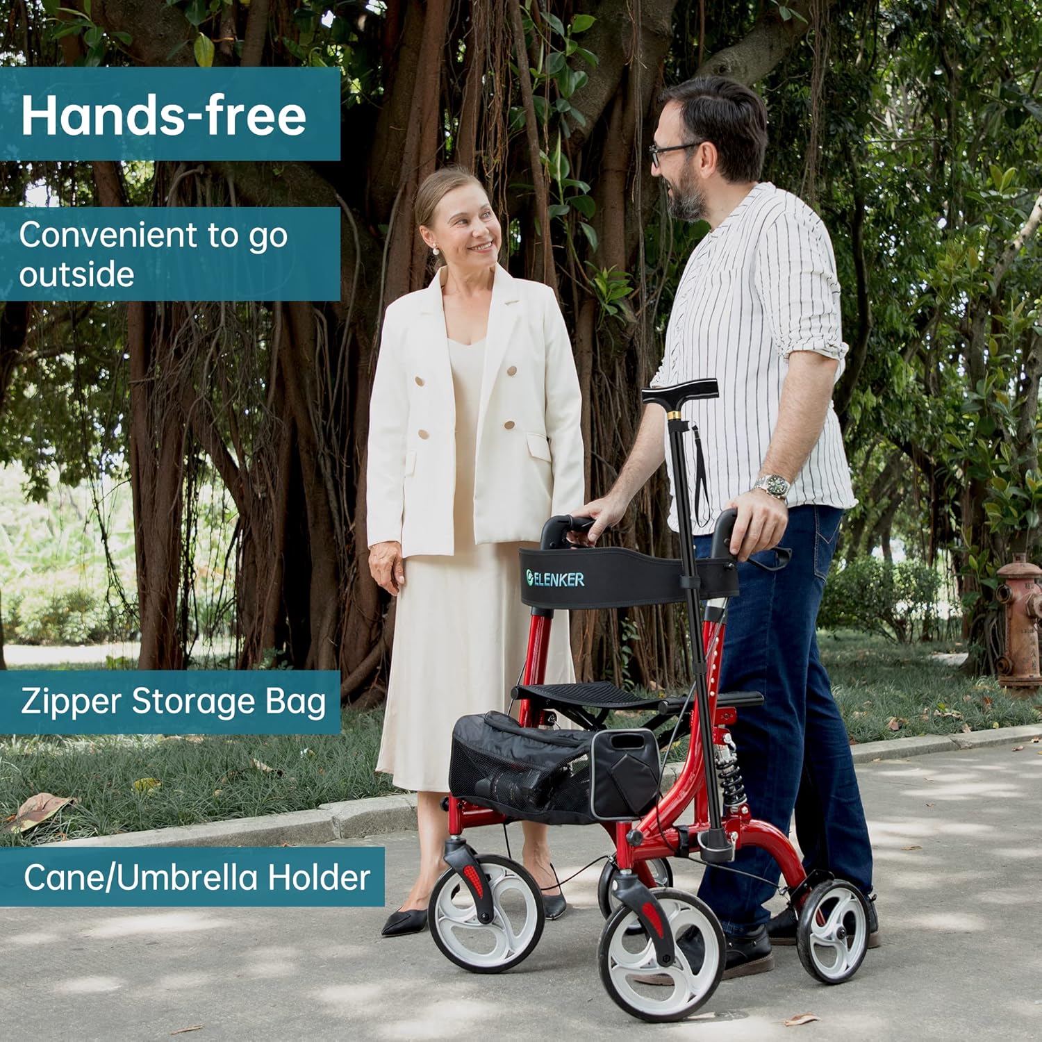 Elenker HFK-9211 Rollator Walker with Seat, Dual Brakes & 8