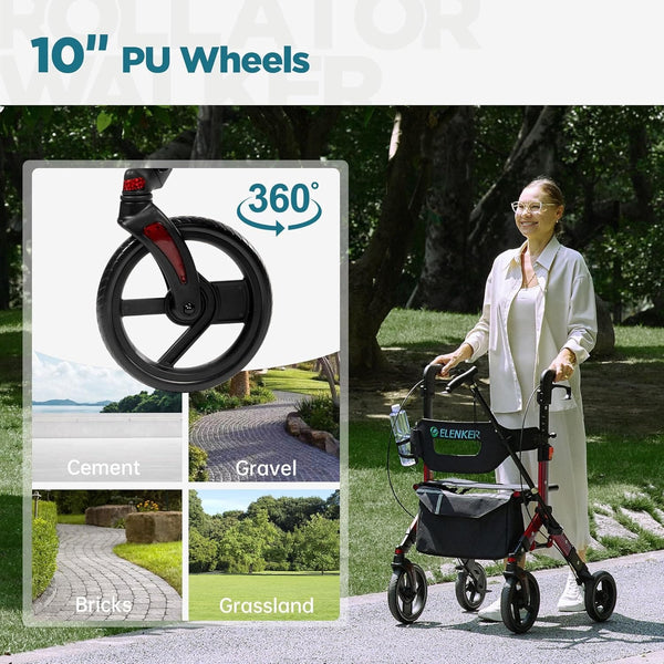 KLD-9315 All-Terrain Rollator Walker 10” Wheels