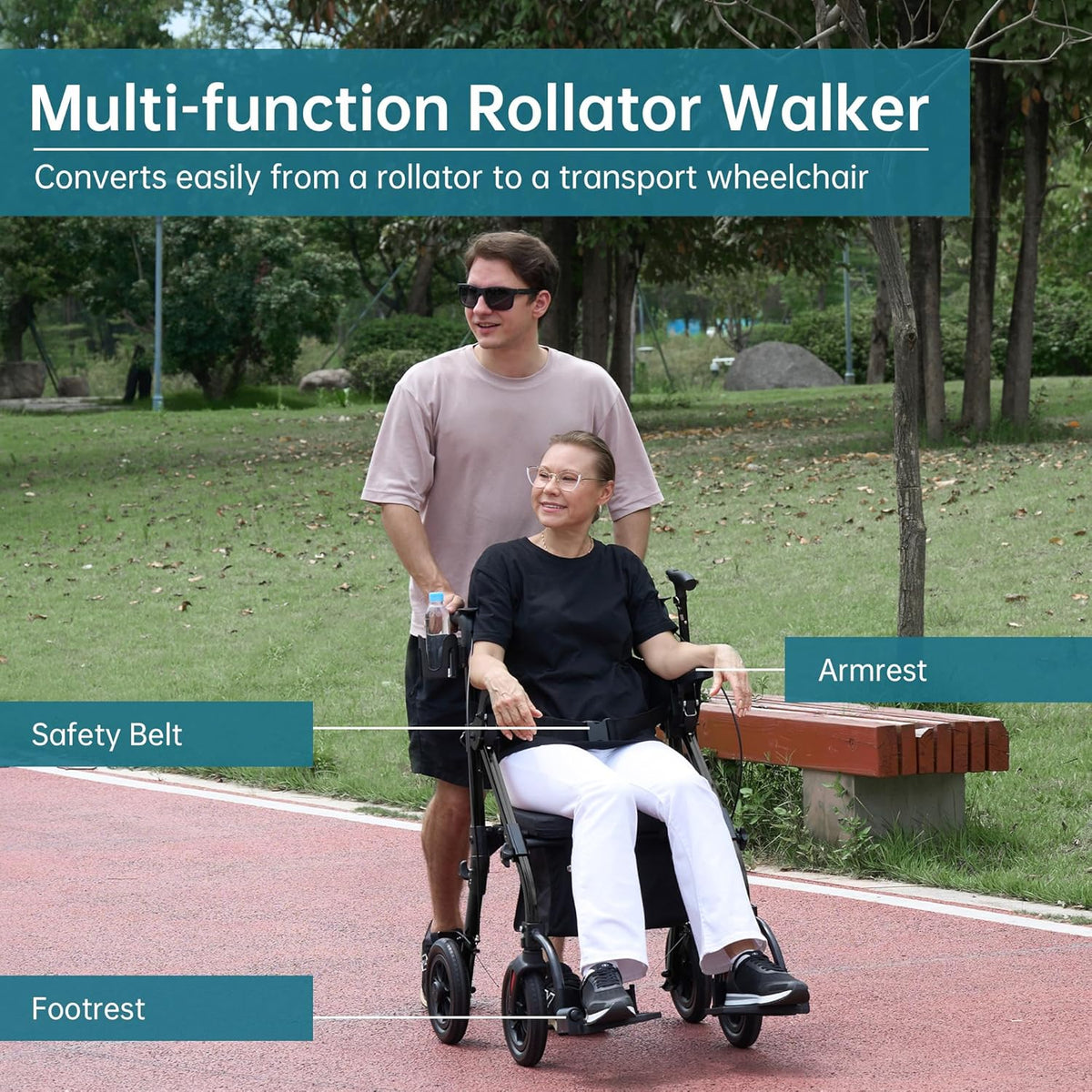 Elenker 2-in-1 Rollator Walker with Seat and All Terrain 10