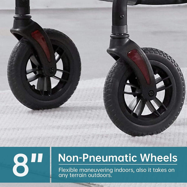 KLD-9218 Dual-Brake All Terrain Rollator Walker with Seat and 8" Wheels