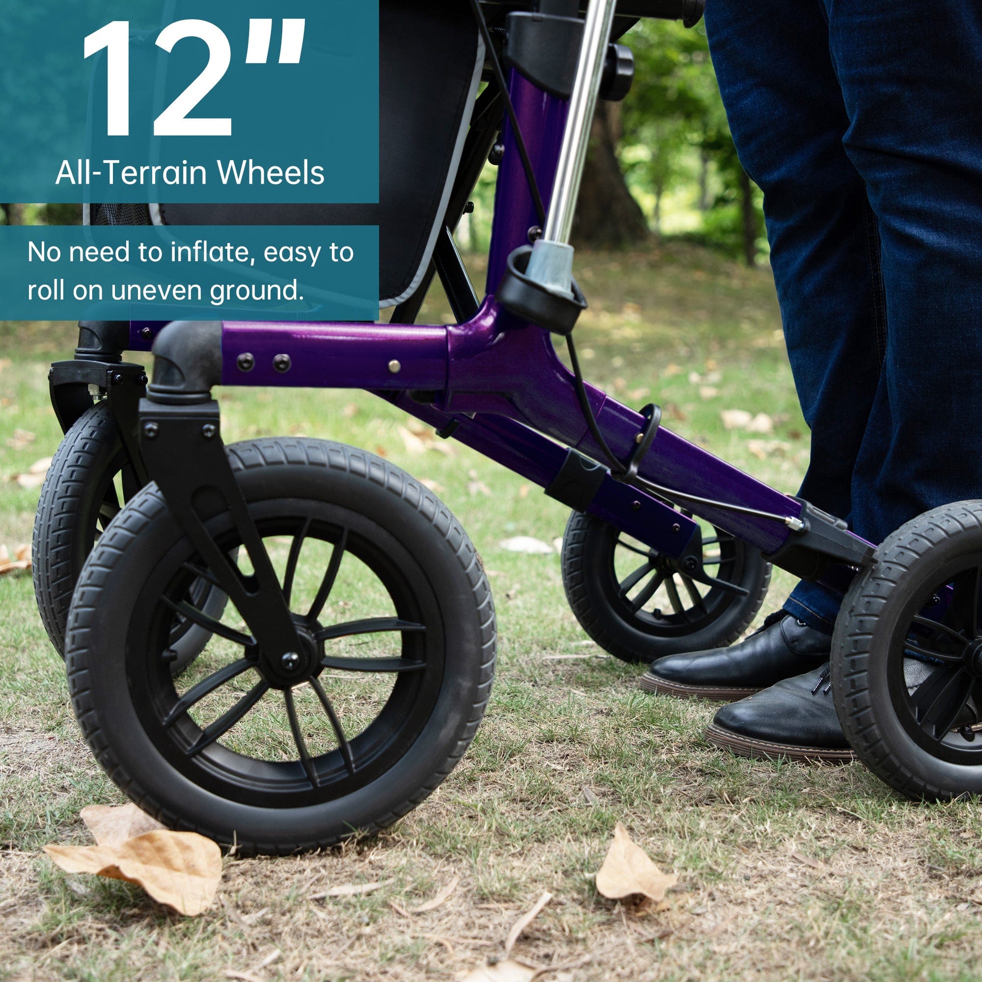 KLD-9212 All Terrain Dual-Brake Rollator Walker 12