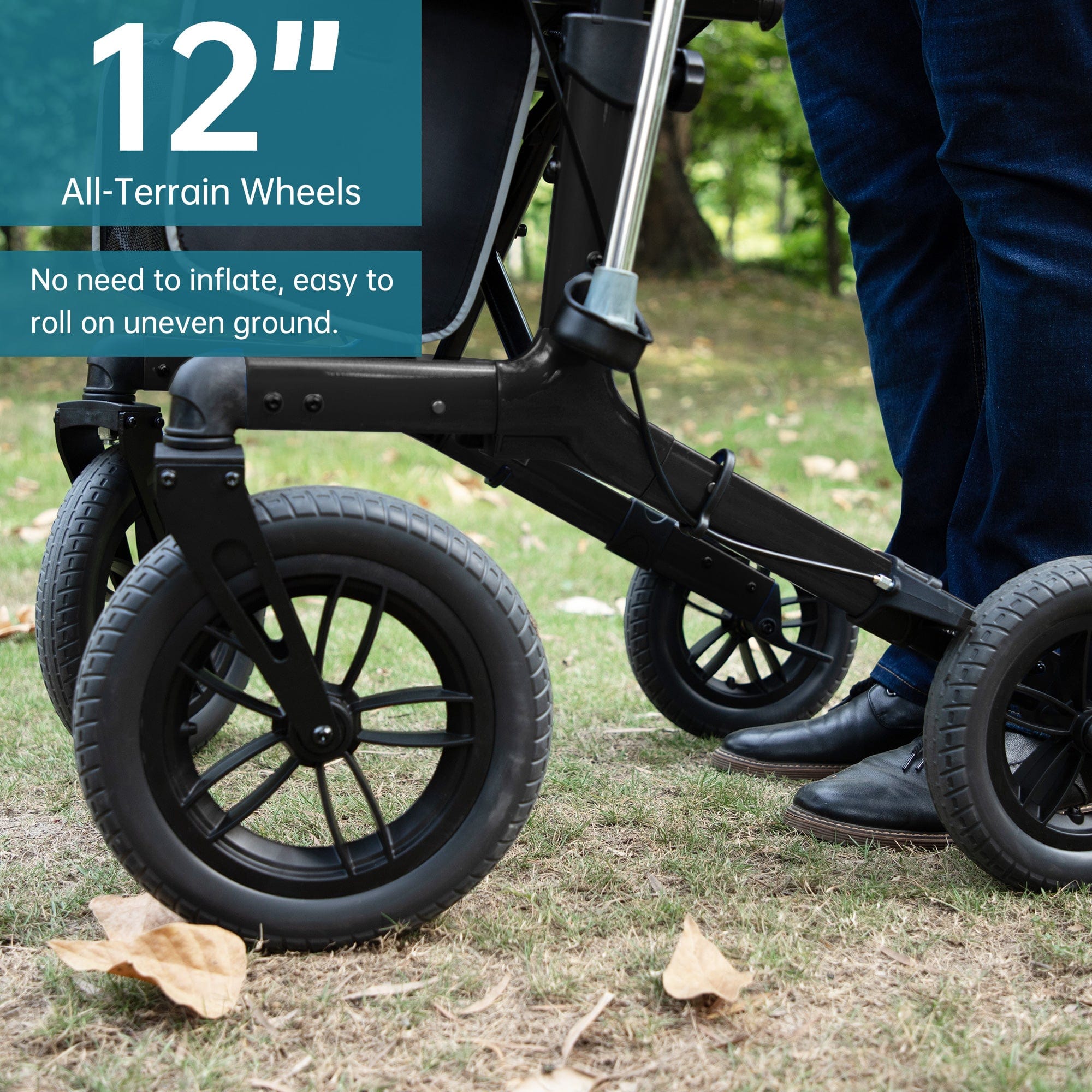 KLD-9212 All Terrain Dual-Brake Rollator Walker 12