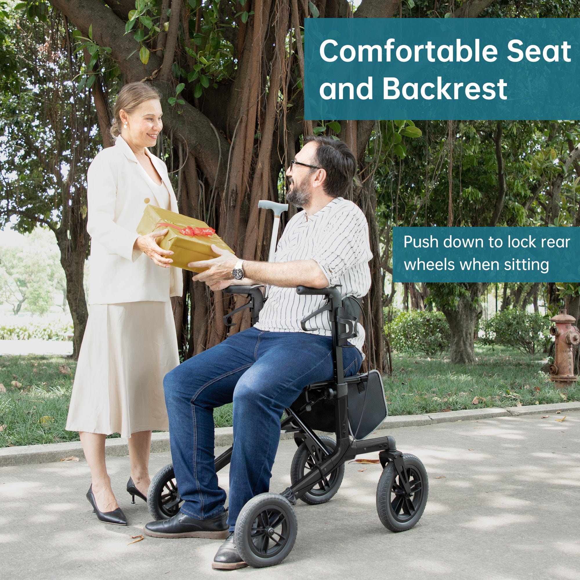 KLD-9212 All Terrain Dual-Brake Rollator Walker 12