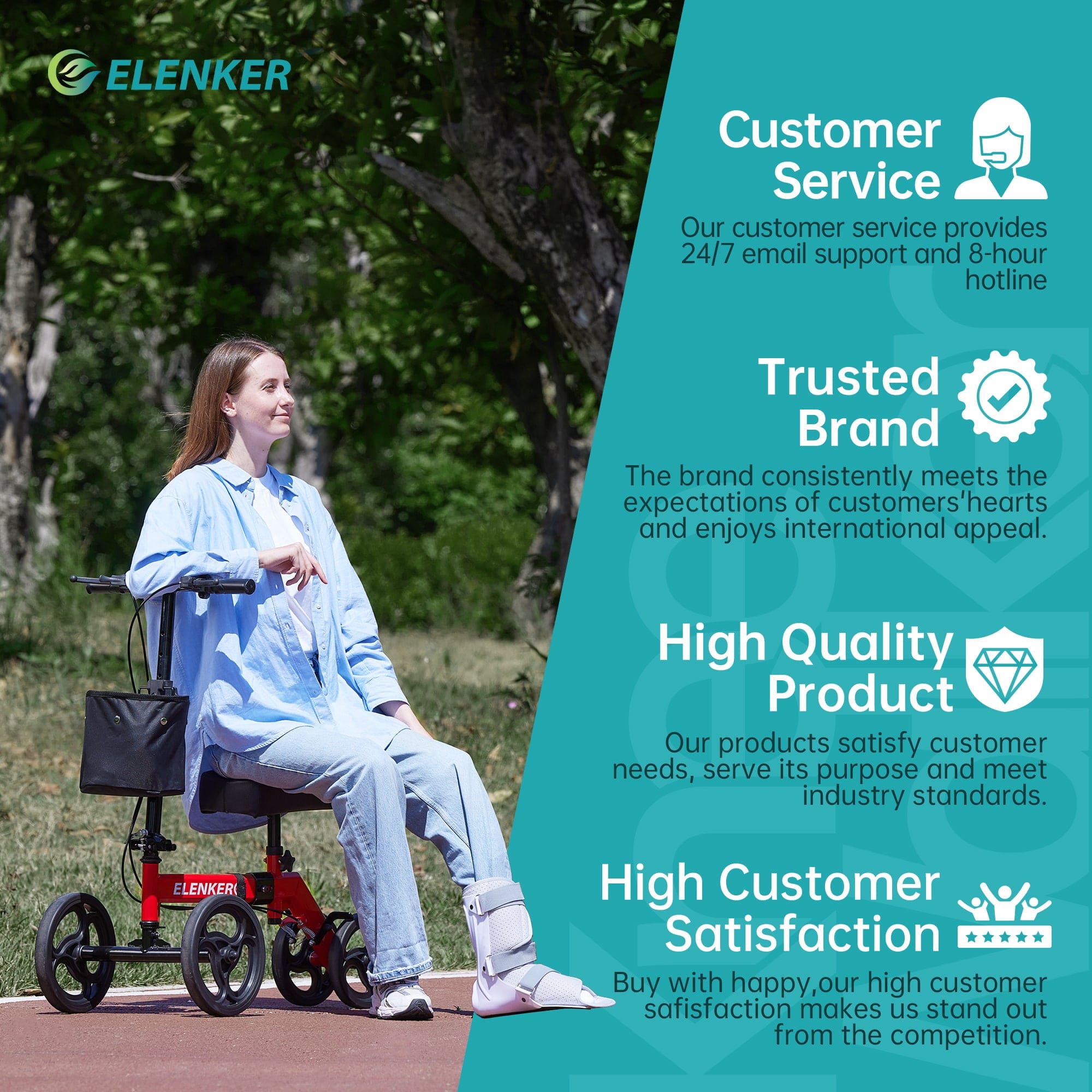 YF-9002A Steerable Deluxe Medical Knee Walker 10