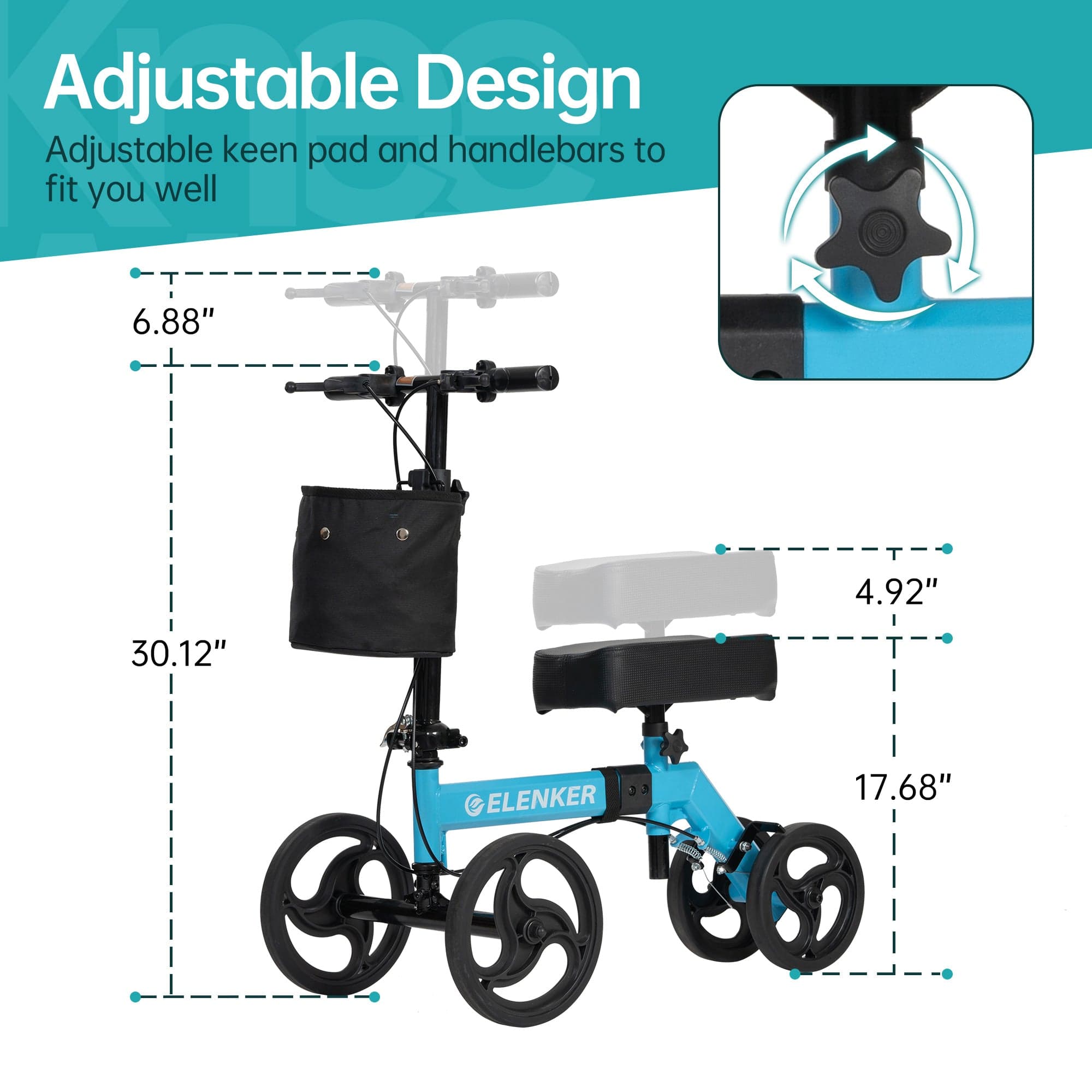 YF-9002A Steerable Deluxe Medical Knee Walker 10
