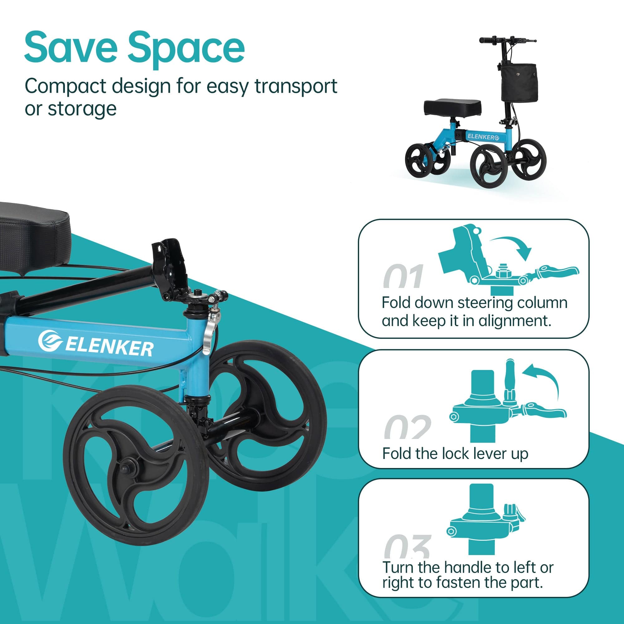 YF-9002A Steerable Deluxe Medical Knee Walker 10