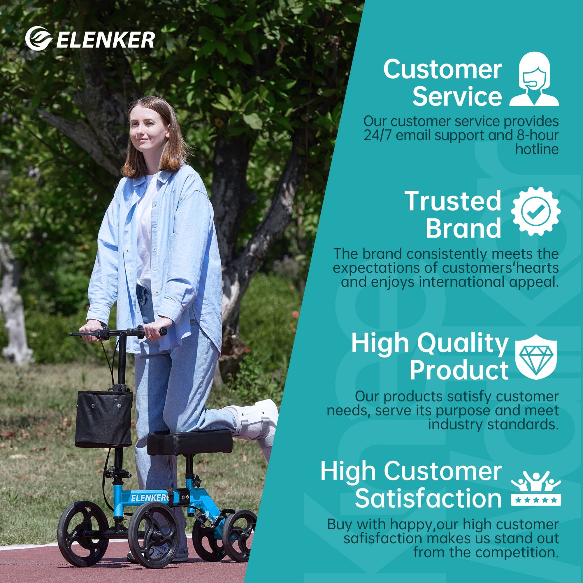 YF-9002A Steerable Deluxe Medical Knee Walker 10