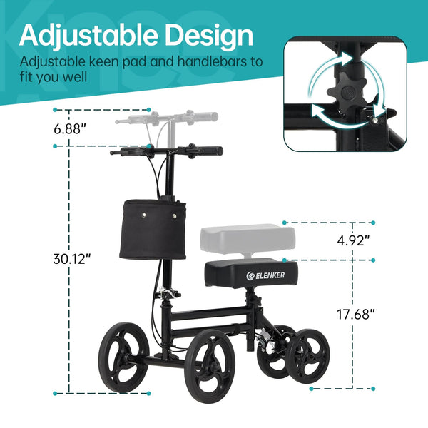 YF-9005G Economy Knee Walker 10" Wheels with Dual Braking System