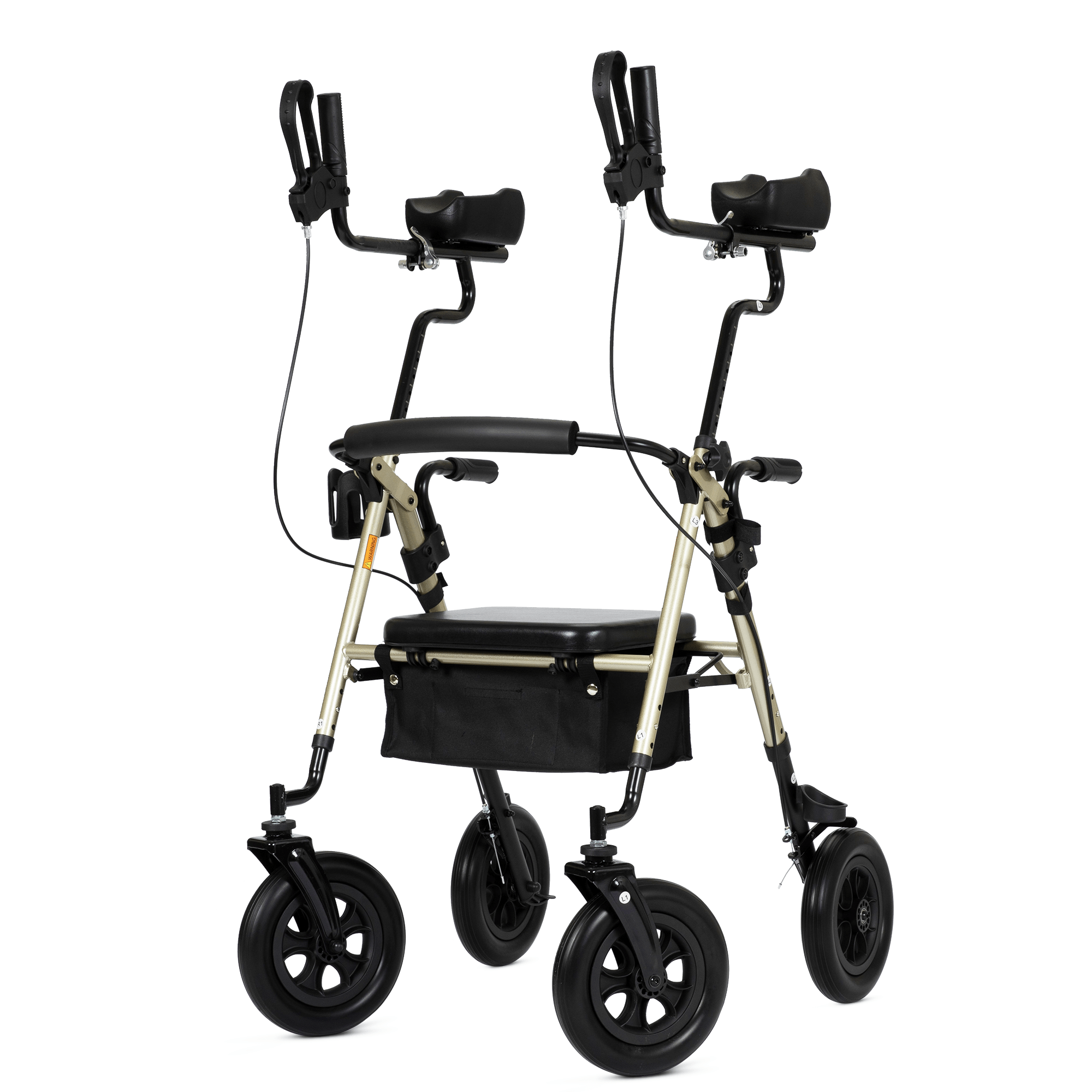 ELENKER HFK-9236T4 upright walker with 10 inch wheels, padded seat and backrest