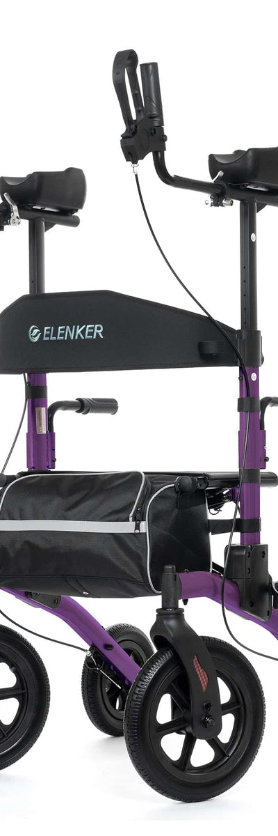 Elenker HFK-9240-2 All Terrain Dual-Brake Upright Walker with Seat and 12" wheels