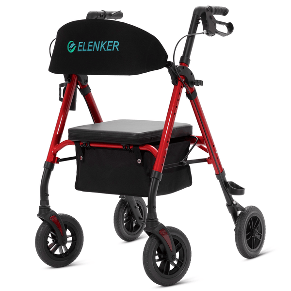 KLD-9218 Dual-Brake All Terrain Rollator Walker with Seat and 8" Wheels