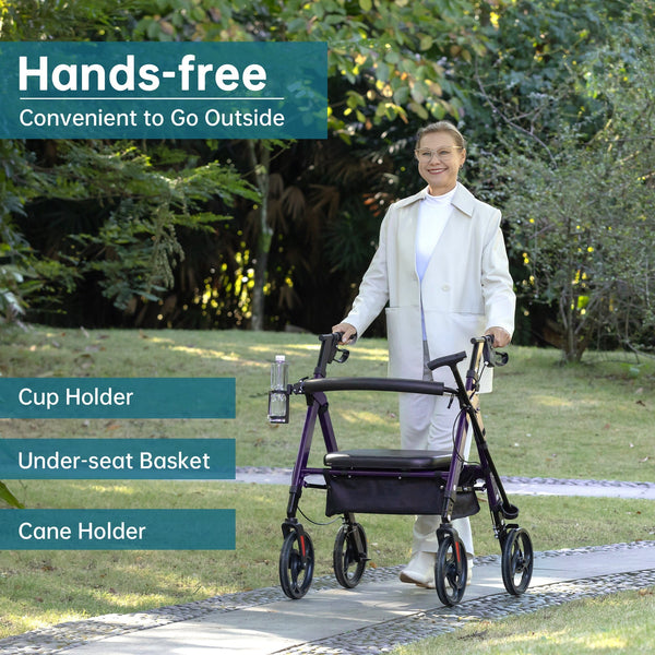 YF-9007A Dual-Brake Heavy Duty Rollator Walker 10" wheels