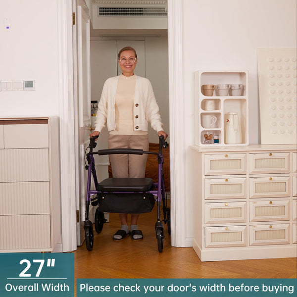 YF-9007A Dual-Brake Heavy Duty Rollator Walker 10" wheels