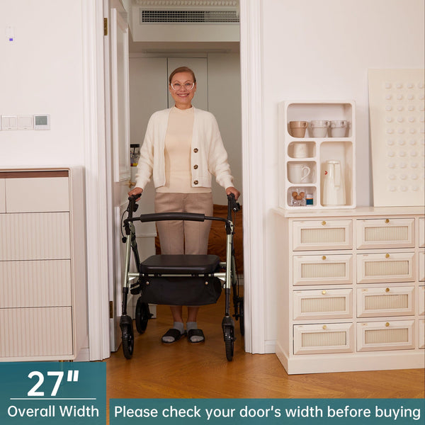 YF-9007A Dual-Brake Heavy Duty Rollator Walker 10" wheels