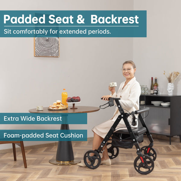 YF-9007A Dual-Brake Heavy Duty Rollator Walker 10" wheels