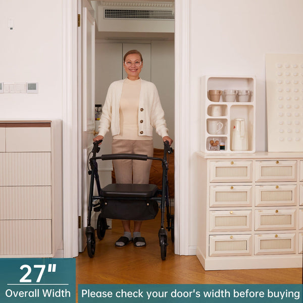 YF-9007A Dual-Brake Heavy Duty Rollator Walker 10" wheels