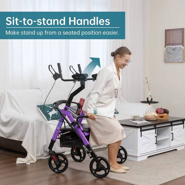 YF-9008A Dual-Brake Heavy Duty Upright Walker 10" Wheels