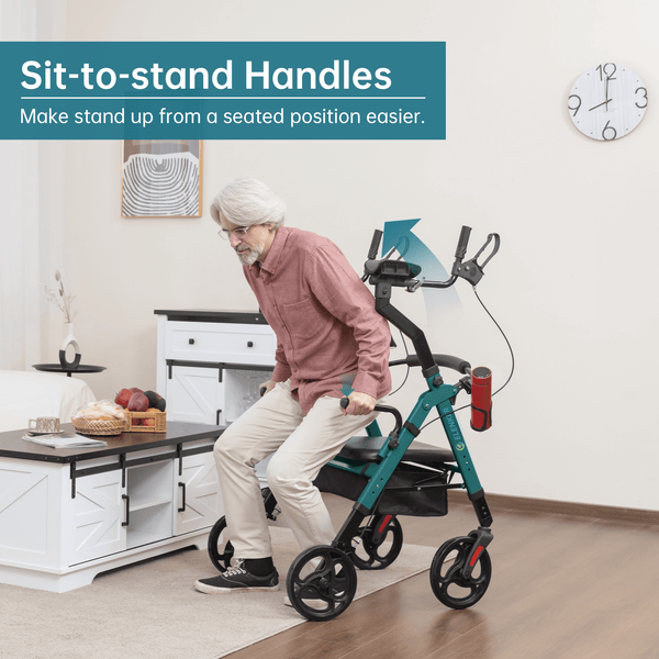 YF-9008A Dual-Brake Heavy Duty Upright Walker 10" Wheels