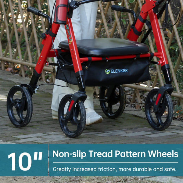YF-9008A Dual-Brake Heavy Duty Upright Walker 10" Wheels