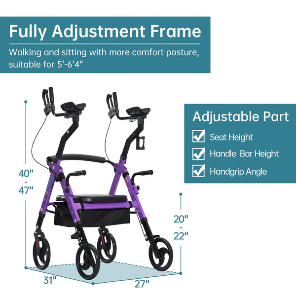 YF-9008A Dual-Brake Heavy Duty Upright Walker 10" Wheels