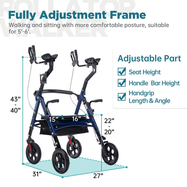 YF-9008F All-Terrain Heavy Duty Upright Walker 10" Wheels