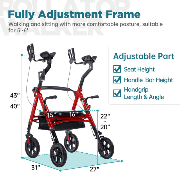 YF-9008F All-Terrain Heavy Duty Upright Walker 10" Wheels