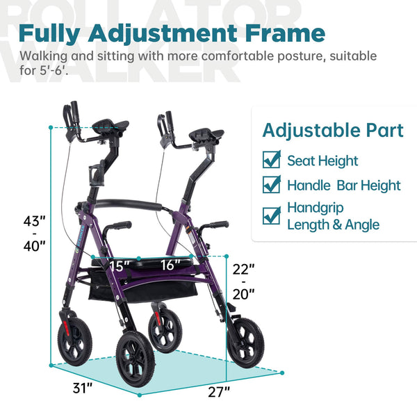 YF-9008F All-Terrain Heavy Duty Upright Walker 10" Wheels
