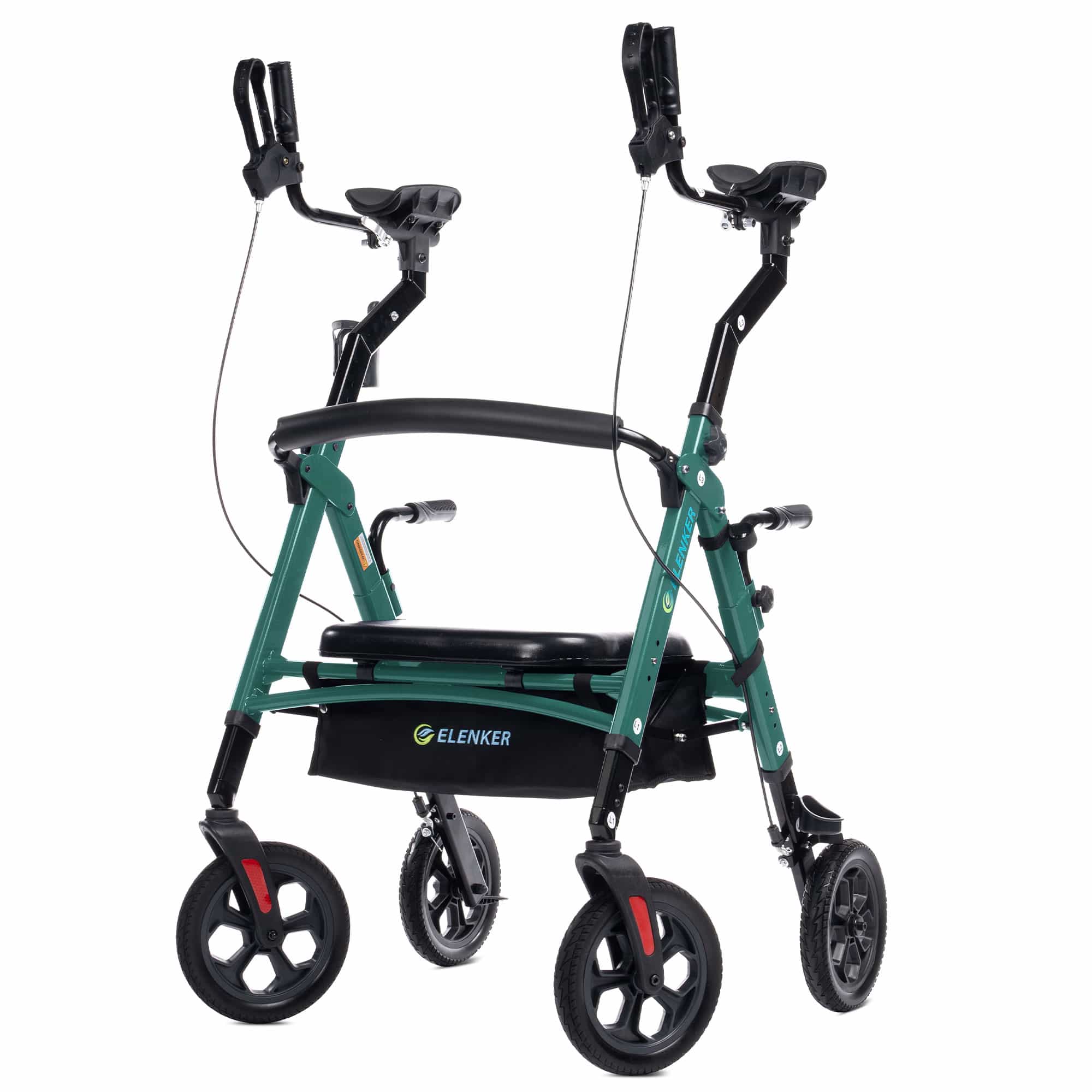 ELENKER YF-9008F heavy-duty upright walker with wide aluminium frame and 10 inch wheels