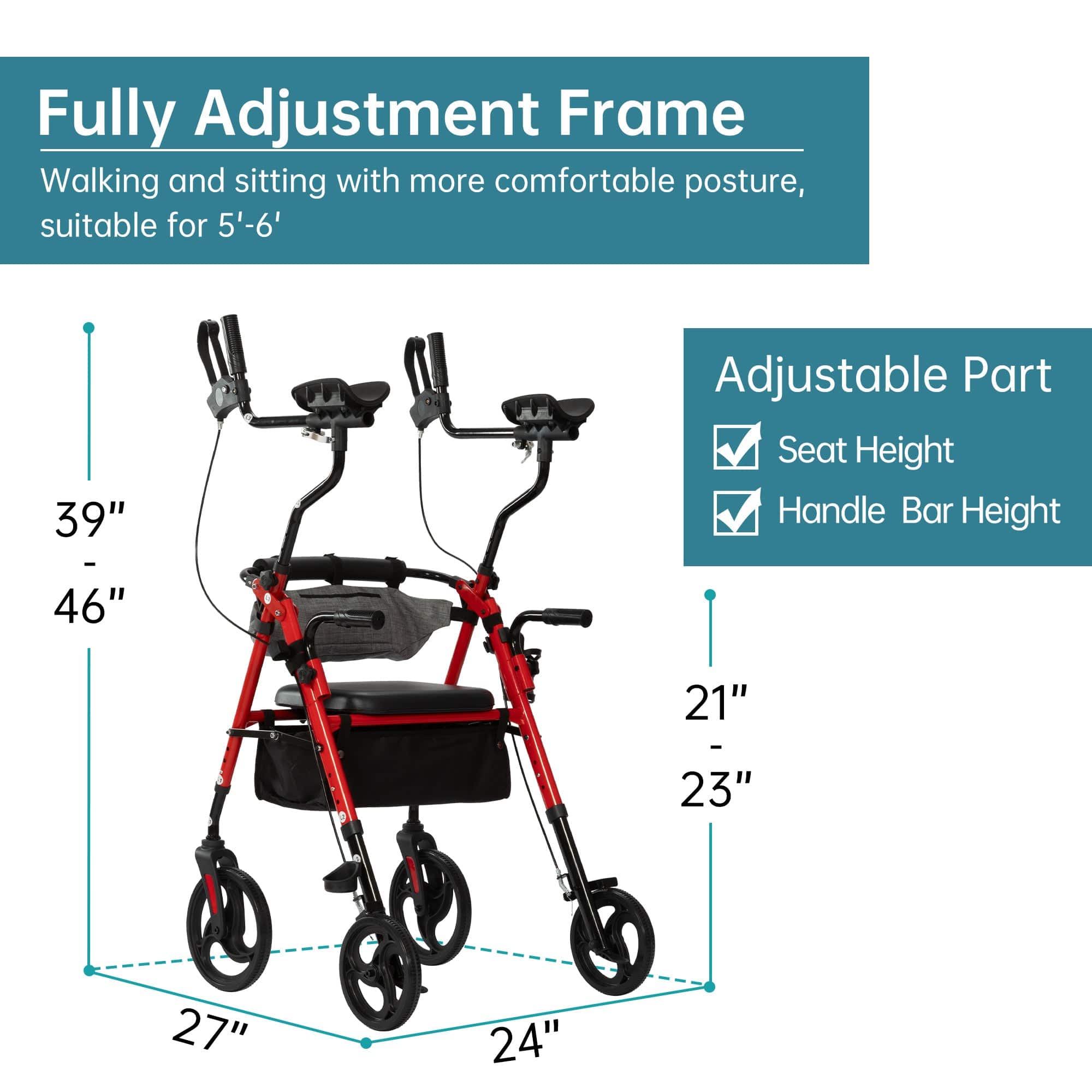 YF-9008E All-Terrain Dual-Brake Upright Walker 10