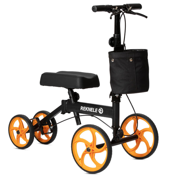 ELENKER® Knee Scooter Economy Steerable Knee Walker with 10" Front Wheels Portable Crutch Alternative Black