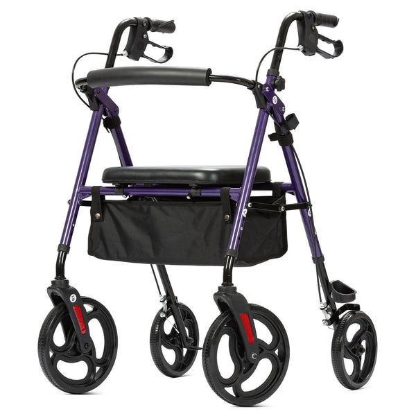 ELENKER ® YF-9007B Rollator Walker with 10” Wheels, Sponge Padded Seat and Backrest, Fully Adjustment Frame for Seniors Purple