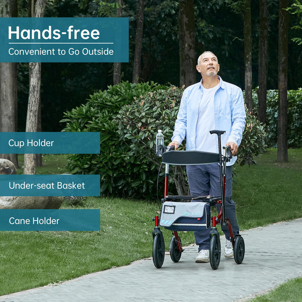 HFK-9210KDB All Terrain Dual-Brake Rollator Walker 12" Wheels