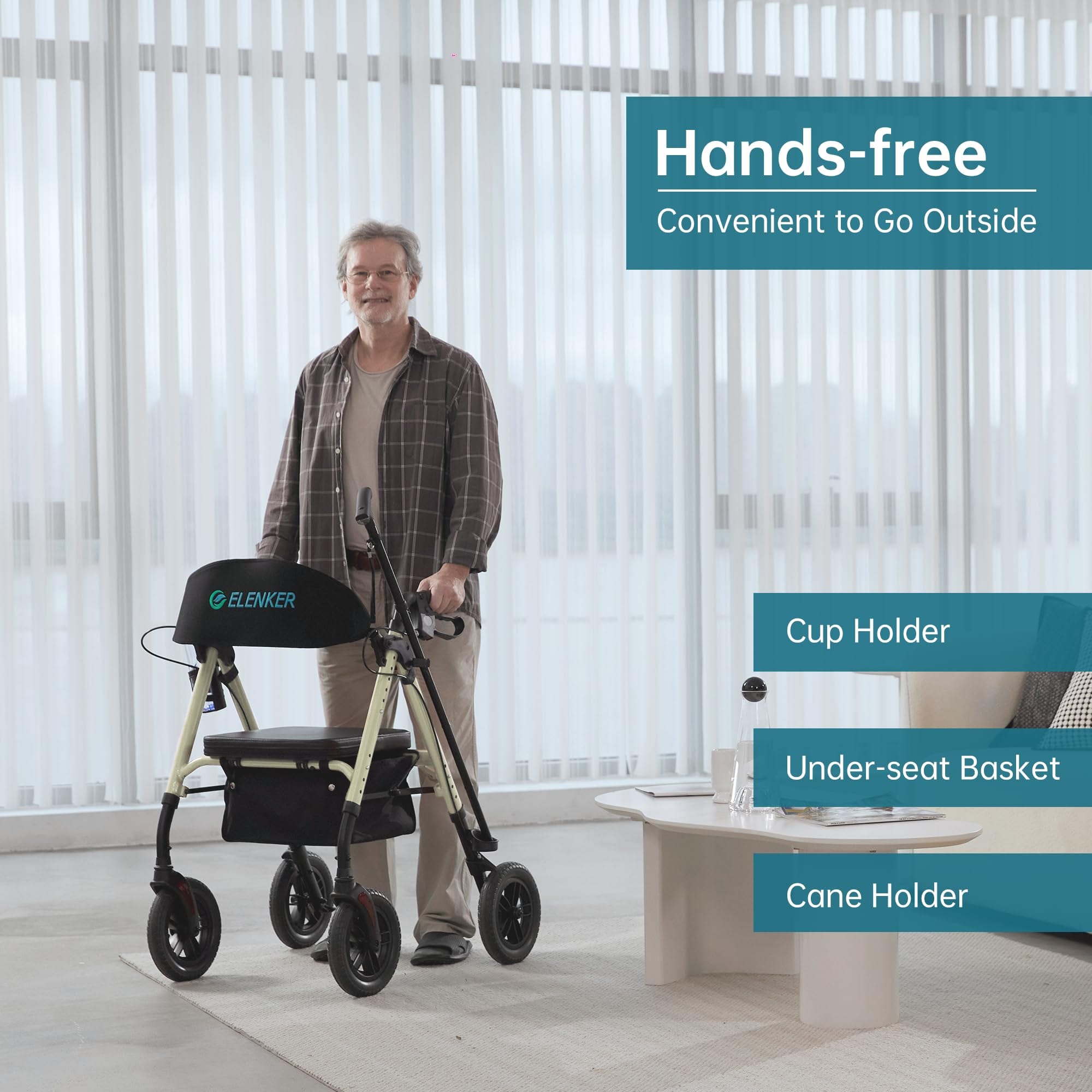 KLD-9218-10 All Terrain Dual-Brake Rollator Walker 10